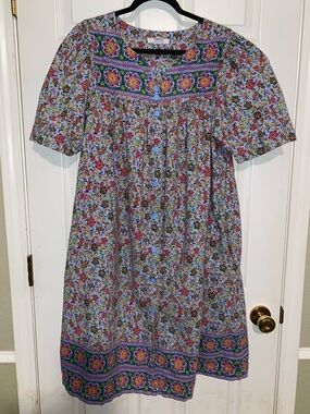 Go Softly Short-Sleeve Patio Midi Dress-Purple and Pink Floral- Mumu Loungewear